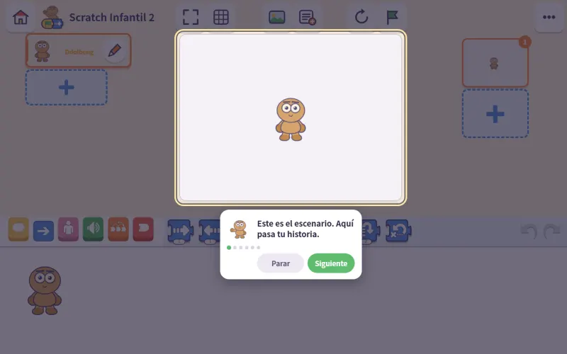 Pantalla para empezar un proyecto nuevo.